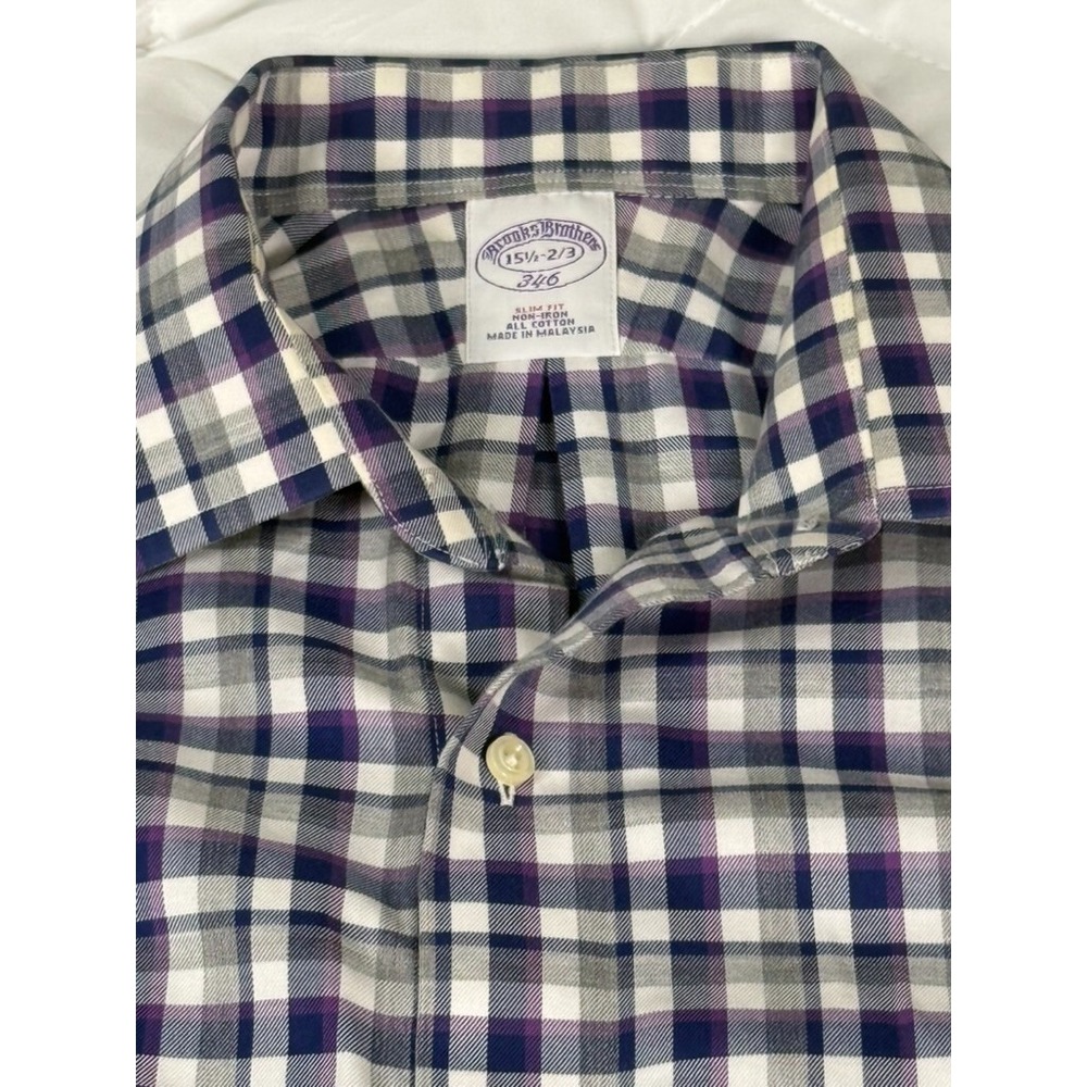 Brooks Brothers Mens 15.5 Slim Fit Long Sleeve Button Down 100% Cotton 346 Shirt